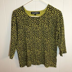 Windridge Cheryl Nash 3/4 Sleeve Sweater Animal Print Small